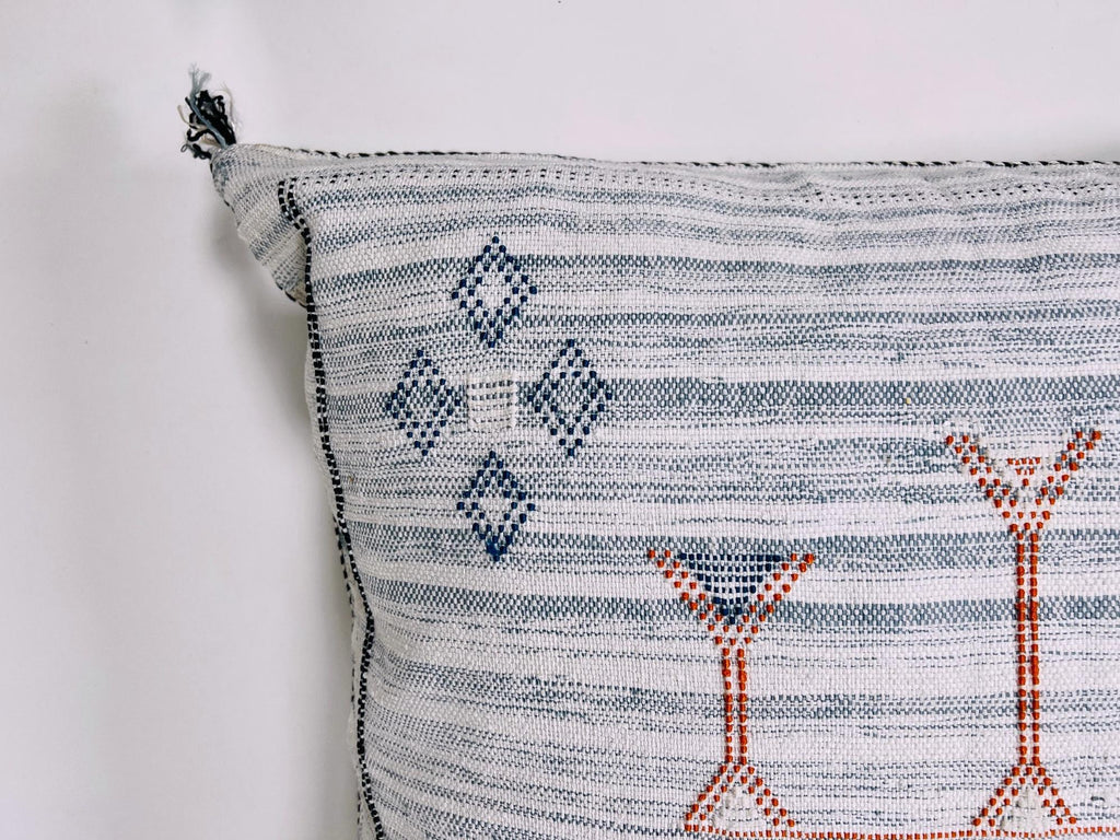 Moroccan Pillow Cover, Handmade Silk Cushion Case, Embroidered Boho Decor for Sofa Couch Bed - product image 9