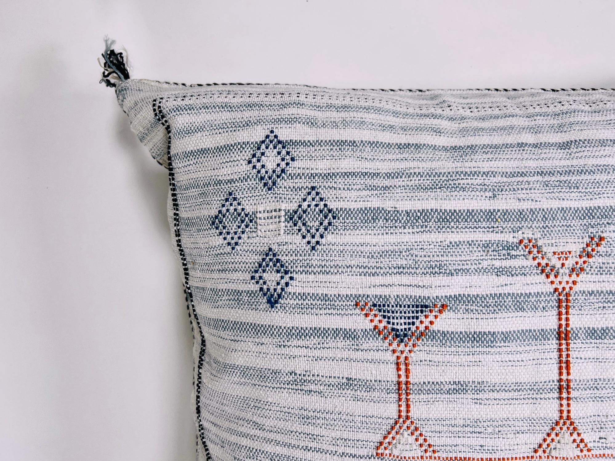 Moroccan Pillow Cover, Handmade Silk Cushion Case, Embroidered Boho Decor for Sofa Couch Bed - product image 9