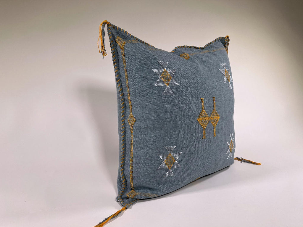 Handmade Silk Pillow Cover, Moroccan Embroidered Cushion Case, Boho Kilim Inspired Home - product image 5