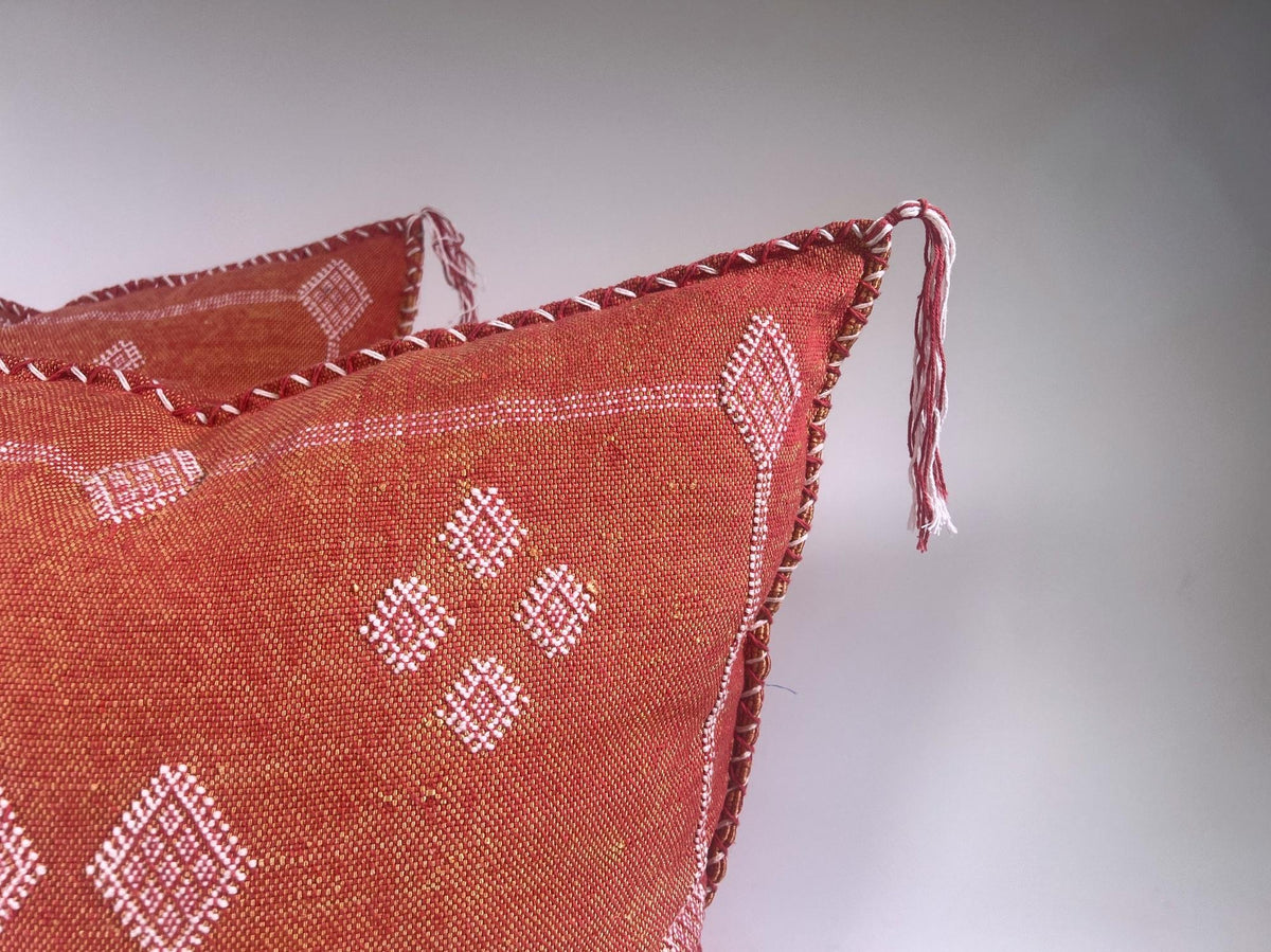 Moroccan Silk Pillow Cover, Handmade Embroidered Cushion Case, Boho Sofa Bed Pillow Decor - product image 2