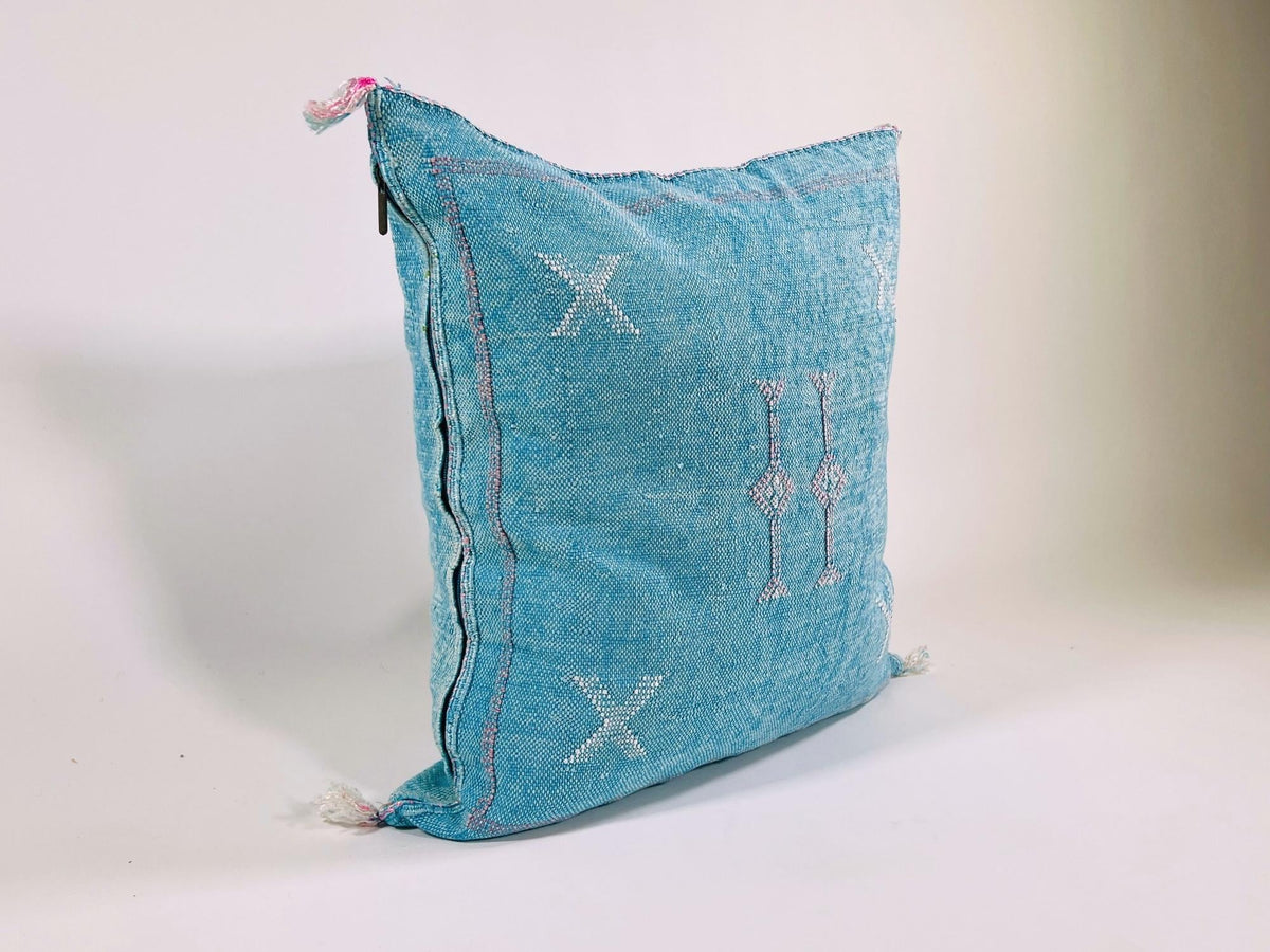 Silk Moroccan Pillow Cover, Handmade Embroidered Cushion Case, Boho Decorative Sofa Bed Accent - product image 4