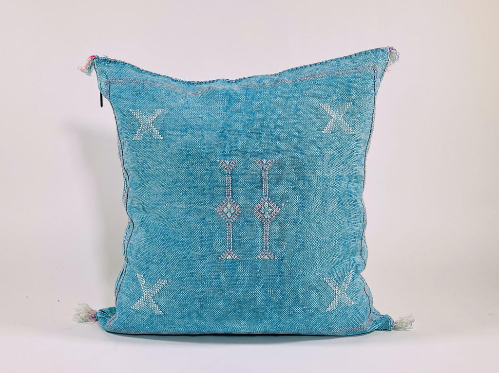 Silk Moroccan Pillow Cover, Handmade Embroidered Cushion Case, Boho Decorative Sofa Bed Accent - product image 2