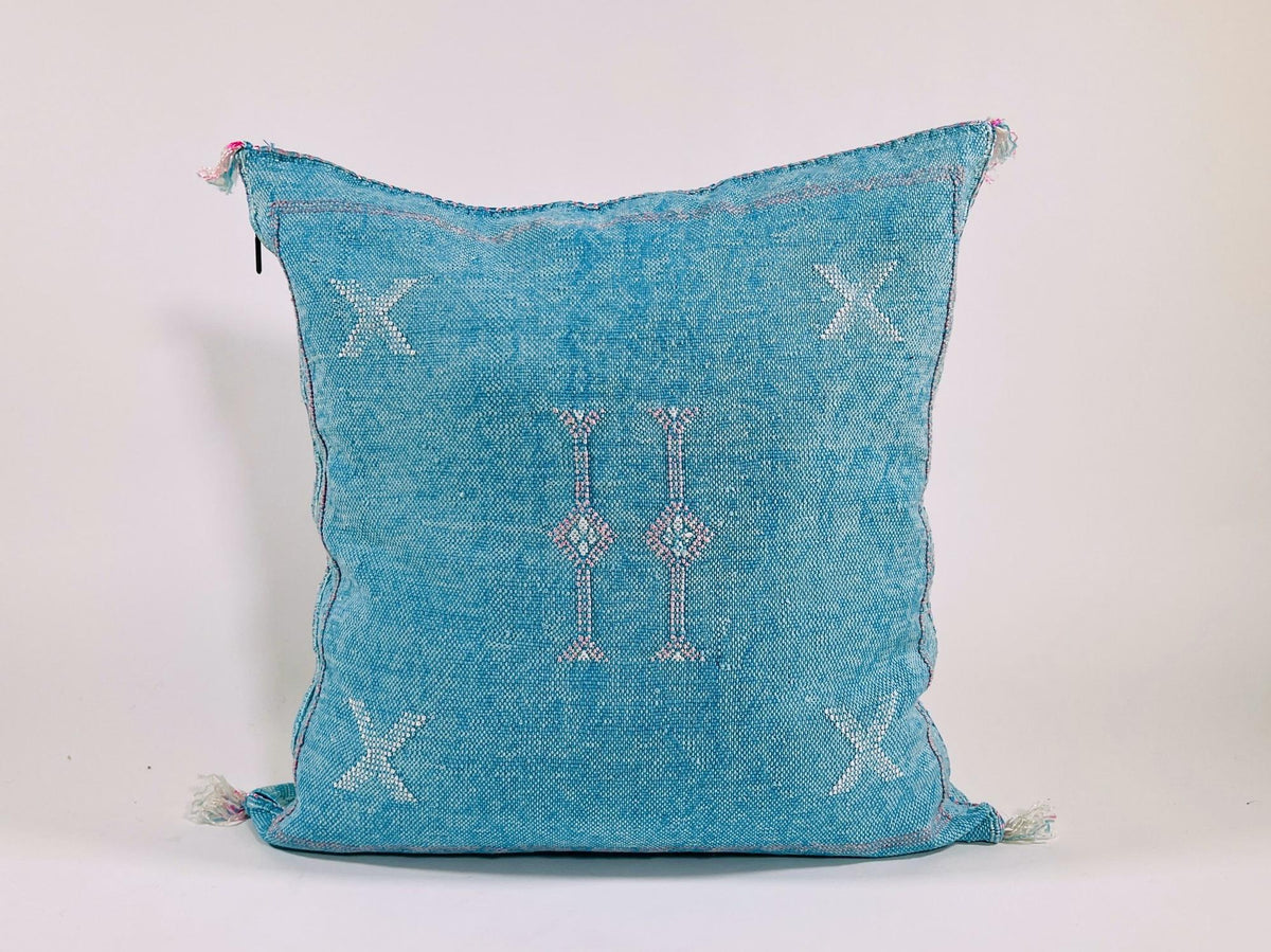 Silk Moroccan Pillow Cover, Handmade Embroidered Cushion Case, Boho Decorative Sofa Bed Accent - product image 2