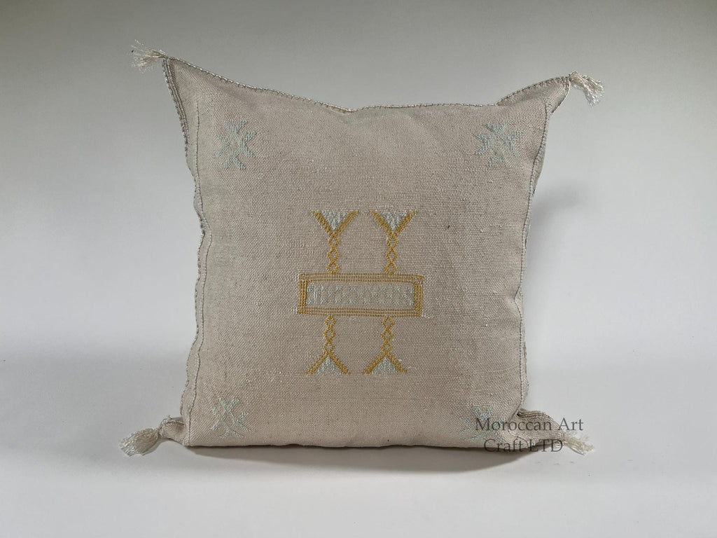 Moroccan Handmade Silk Pillow Cover, Embroidered Cushion Case, Boho Kilim Style Decor - product image 1