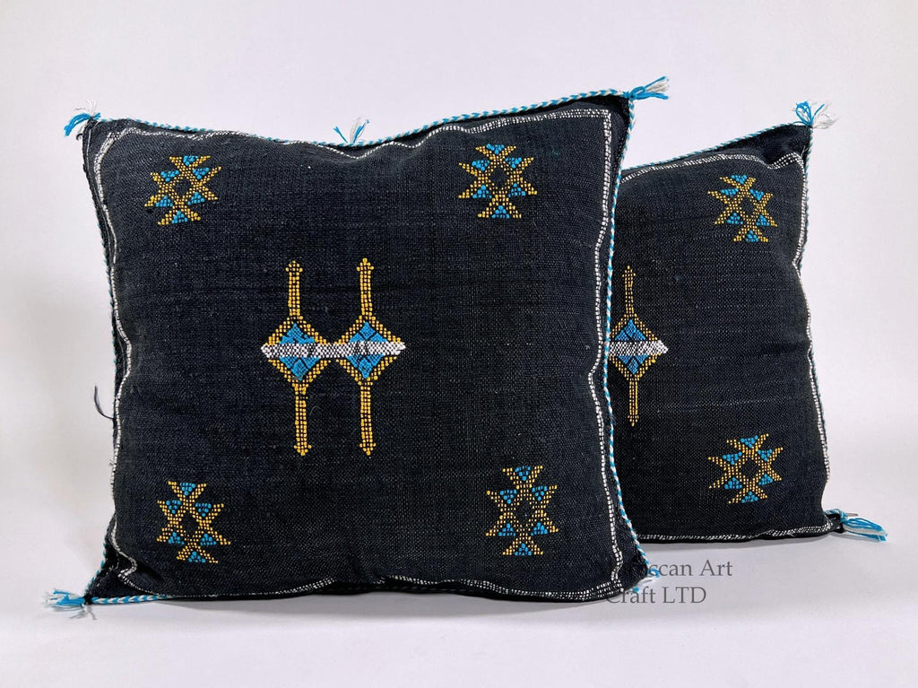 Handmade Moroccan Silk Pillow Cover, Embroidered Boho Cushion Case, Luxury Sofa Bed Decor - product image 1