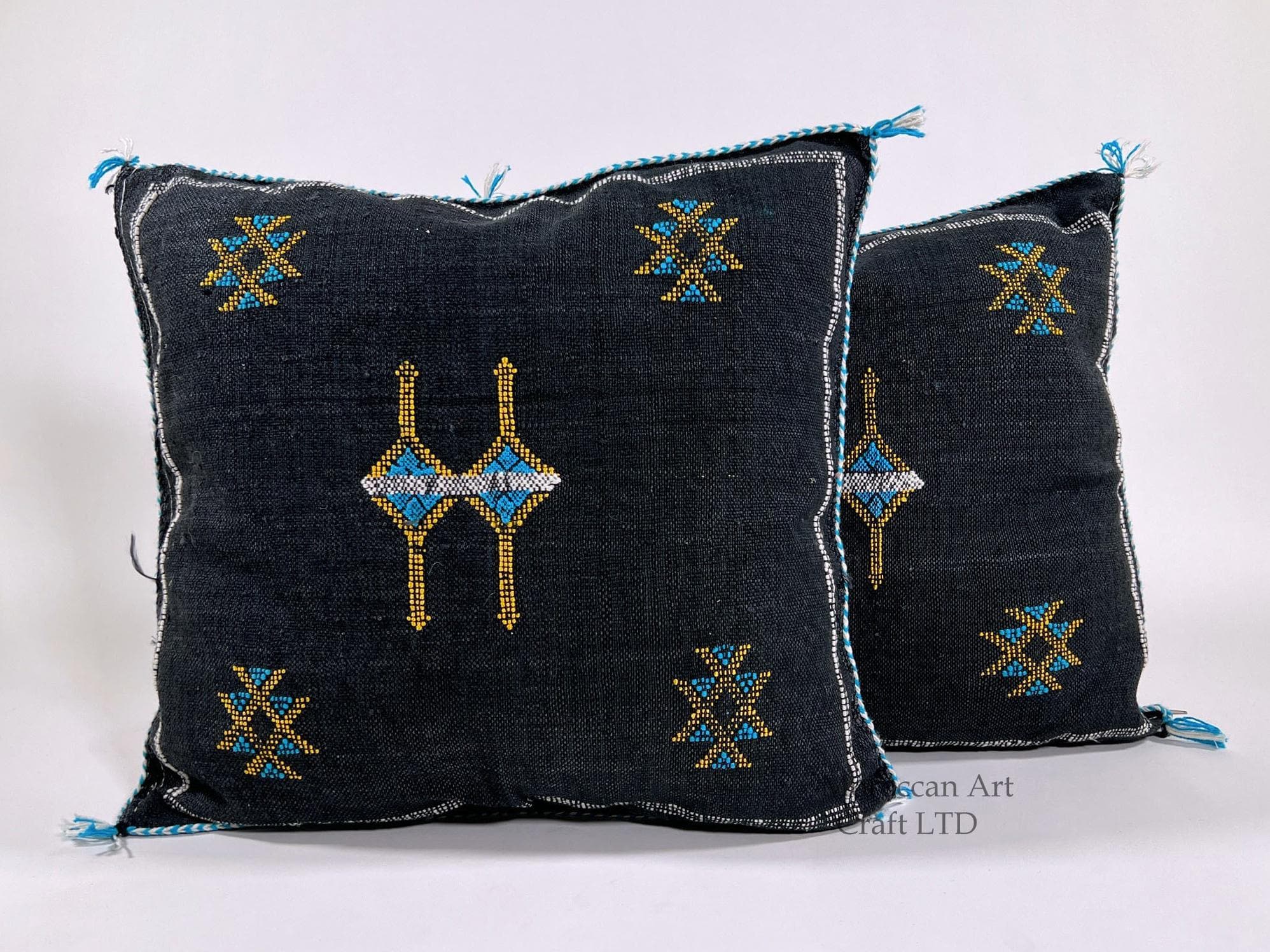 Handmade Moroccan Silk Pillow Cover, Embroidered Boho Cushion Case, Luxury Sofa Bed Decor - product image 1