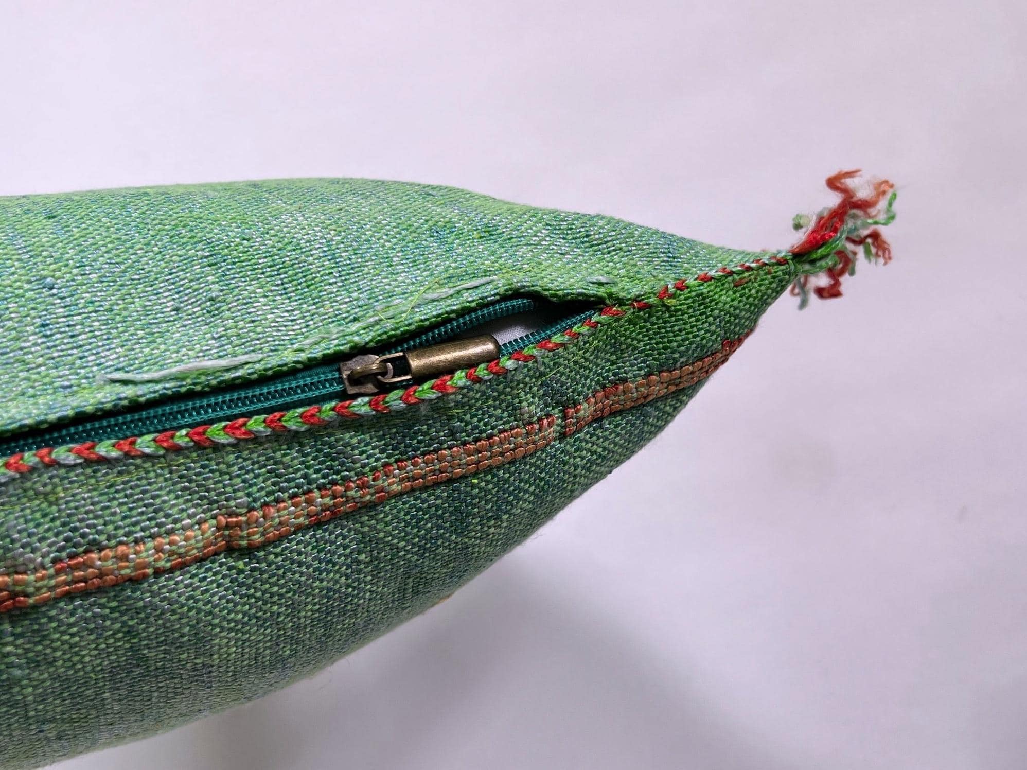 Green Teal Moroccan Silk Pillow Cover, Berber Kilim Boho Cushion, Handmade Bohemian Throw Pillow Cover - product image 8