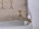 Beige Moroccan Silk Pillow Cover, Handmade Berber Boho Cushion with Gold Embroidery, Beni Ourain Style Fr - product image 10