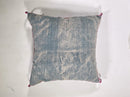 Blue Moroccan Silk Pillow Cover, Pink Embroidered Boho Cushion, Teal Geometric Sabra Silk Throw Pillow - product image 9