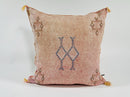 Pink Beige Moroccan Silk Pillow Cover, Blue Gold Berber Geometric Embroidery, Boho Sabra Cushion, Handmad - product image 2