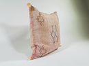 Pink Beige Moroccan Silk Pillow Cover, Blue Gold Berber Geometric Embroidery, Boho Sabra Cushion, Handmad - product image 3