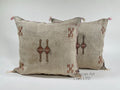 Beige Moroccan Silk Pillow Cover, Handmade Berber Boho Cushion with Rust Geometric Embroidery, Ivory Sabr - product image 1