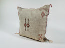 Beige Moroccan Silk Pillow Cover, Handmade Berber Boho Cushion with Rust Geometric Embroidery, Ivory Sabr - product image 4