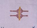 Cream Moroccan Silk Pillow Cover, Beige Boho Kilim Cushion with Grey Geometric Embroidery & Tassel Corner - product image 9