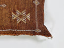 Brown Rust Moroccan Cactus Silk Pillow Cover, Berber Geometric Boho Cushion, Handmade Sabra Silk Decor - product image 7