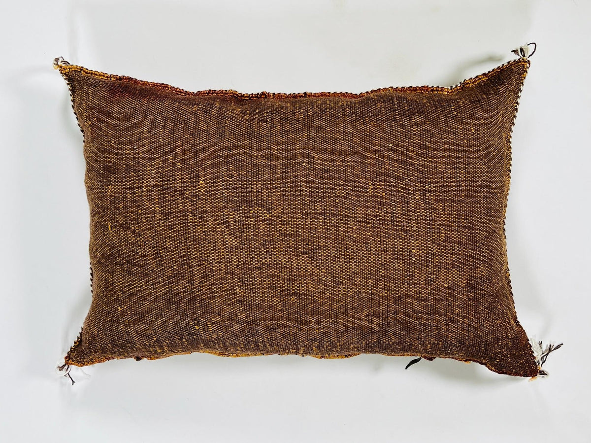 Brown Rust Moroccan Cactus Silk Pillow Cover, Berber Geometric Boho Cushion, Handmade Sabra Silk Decor - product image 10
