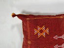 Red Moroccan Kilim Pillow Cover, Handmade Silk Boho Lumbar Pillow with Berber Embroidery and Tassel Corne - product image 9