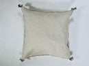 Cream Moroccan Silk Pillow Cover, Black Geometric Kilim Design, Mustard Accent Boho Tassel Cushion Cover - product image 9