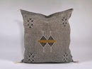 Gray Moroccan Silk Pillow Cover, Black Mustard Geometric Kilim Boho Tassel Cushion, Handmade Berber Pillo - product image 2