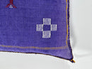 Purple Blue Moroccan Silk Pillow Cover, Handmade Berber Boho Cushion with White Geometric Embroidery - product image 8