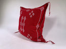 Red Moroccan Silk Pillow Cover, White Embroidered Boho Tassel Cushion, Tribal Kilim Style Decorative Pill - product image 5