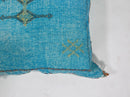 Blue Moroccan Silk Pillow Cover, Boho Kilim Cushion with Gold Embroidery, Handmade Tassel Throw Pillow Ca - product image 8