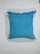 Blue Moroccan Silk Pillow Cover, Boho Kilim Cushion with Gold Embroidery, Handmade Tassel Throw Pillow Ca - product image 10