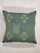 Green Blue Moroccan Silk Pillow Cover with Gold Geometric Embroidery, Boho Kilim Style Tassel Cushion Cov - product image 5