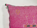 Pink Moroccan Cactus Silk Pillow Cover, Handmade Boujad Kilim Cushion, Boho Silk Throw Pillow Sham for So - product image 5
