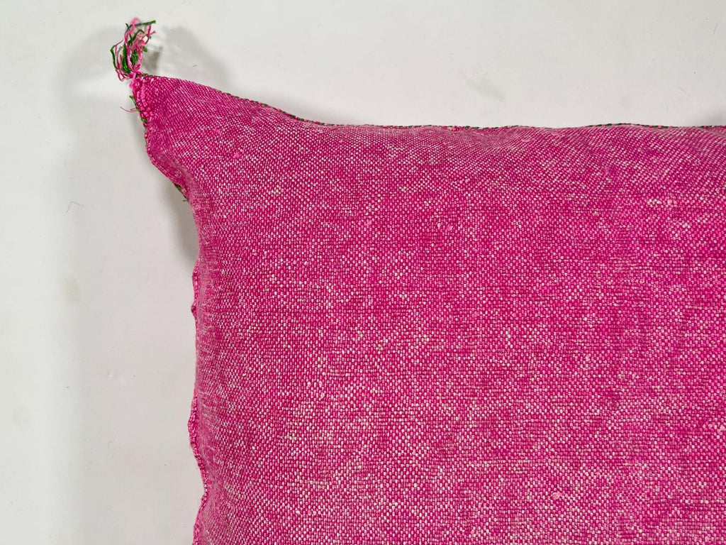 Pink Moroccan Cactus Silk Pillow Cover, Handmade Boujad Kilim Cushion, Boho Silk Throw Pillow Sham for So - product image 8