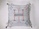 White Moroccan Silk Pillow Cover, Blue Orange Geometric Boho Cushion, Kilim Style Handmade Sofa Decor - product image 8
