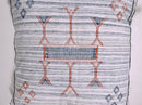 White Moroccan Silk Pillow Cover, Blue Orange Geometric Boho Cushion, Kilim Style Handmade Sofa Decor - product image 10