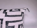 Black and White Kilim Pillow Cover, Moroccan Silk Boho Cushion, Geometric Handmade Pillow Sham with Corne - product image 2