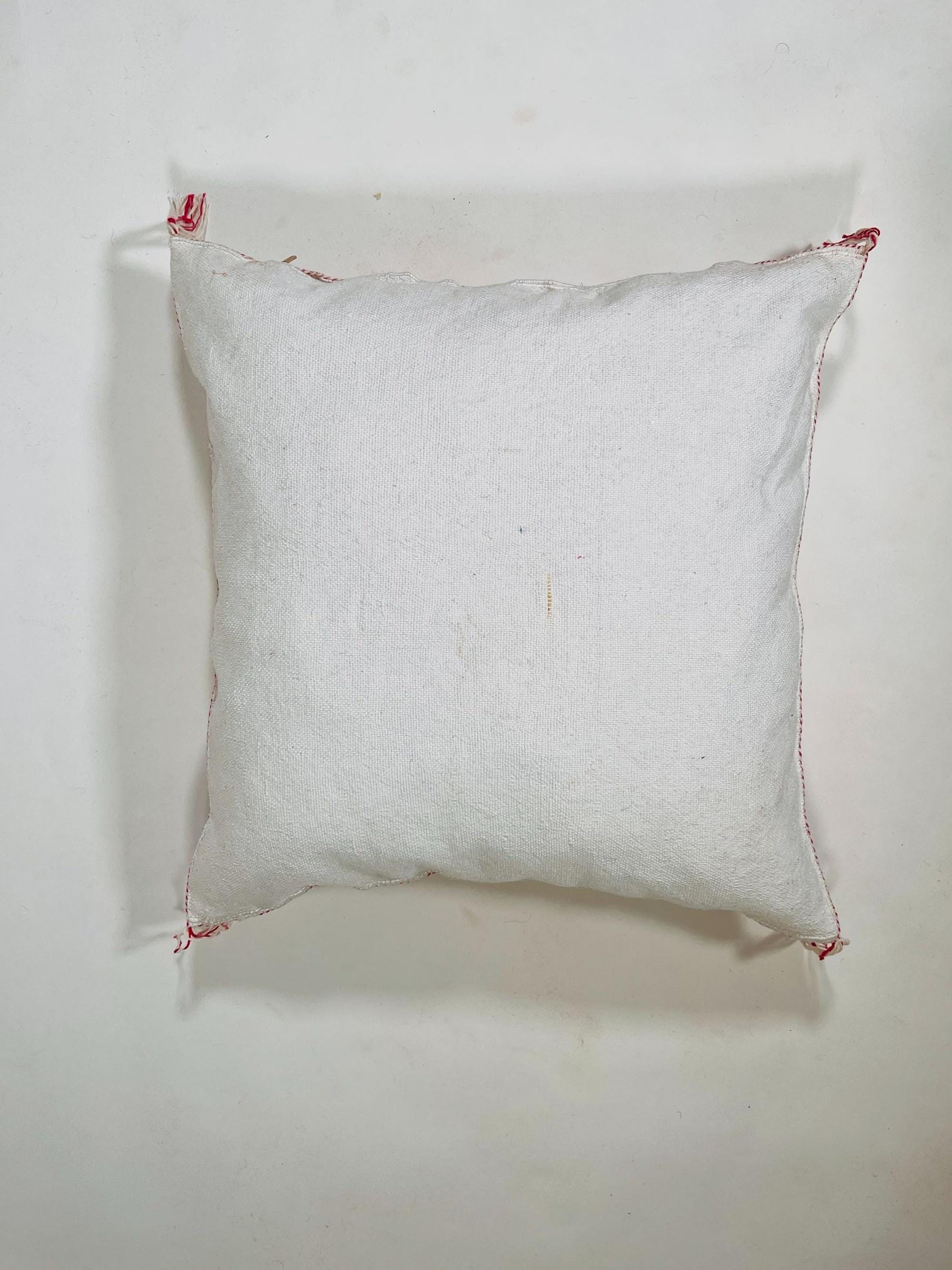 White Moroccan Silk Pillow Cover, Berber Kilim Embroidery Boho Fringe Pillow Sham, Handmade Cushion Cover - product image 9