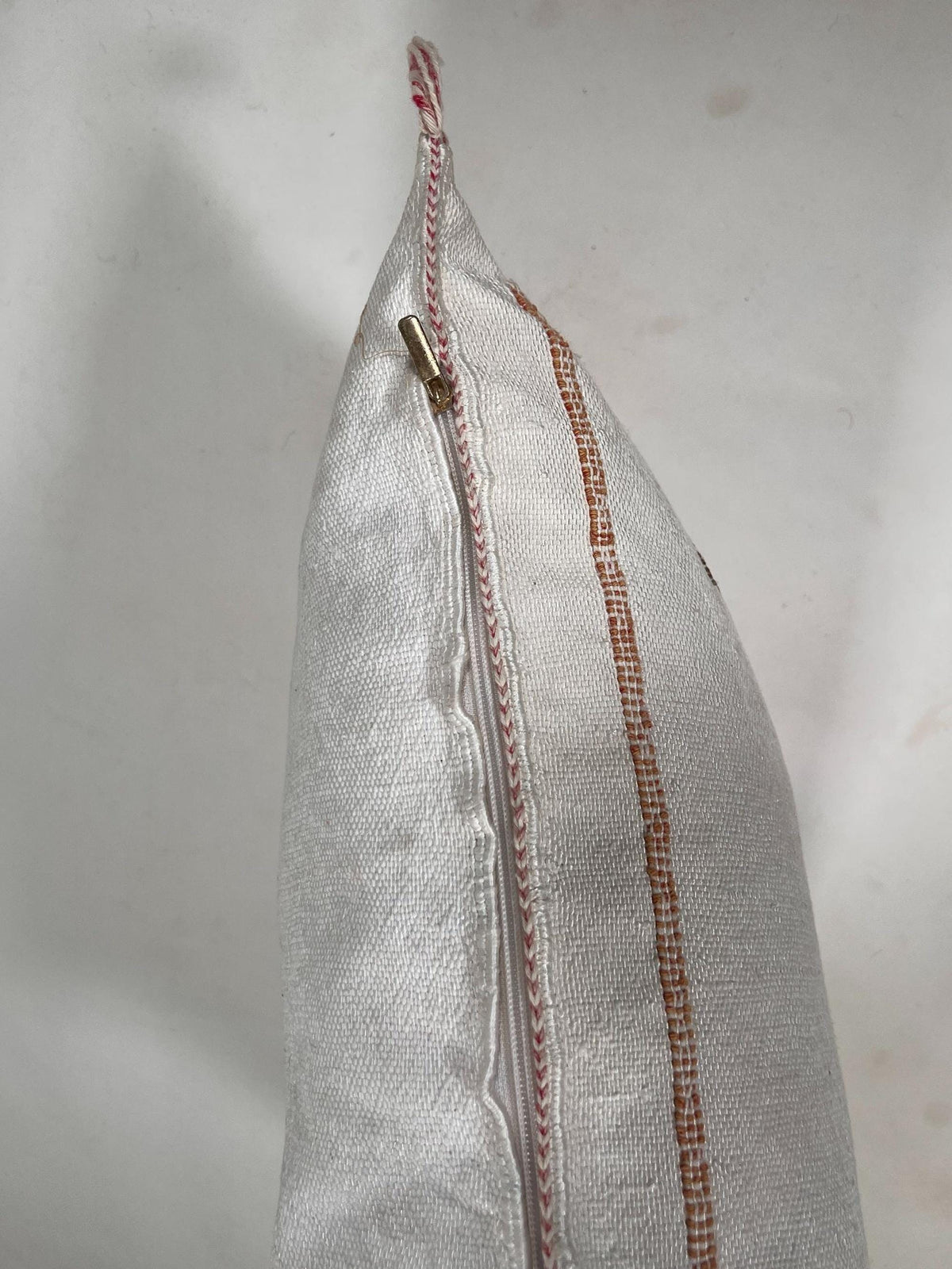White Moroccan Silk Pillow Cover, Berber Kilim Embroidery Boho Fringe Pillow Sham, Handmade Cushion Cover - product image 8