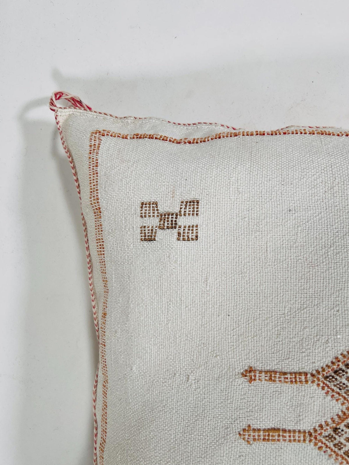 White Moroccan Silk Pillow Cover, Berber Kilim Embroidery Boho Fringe Pillow Sham, Handmade Cushion Cover - product image 6