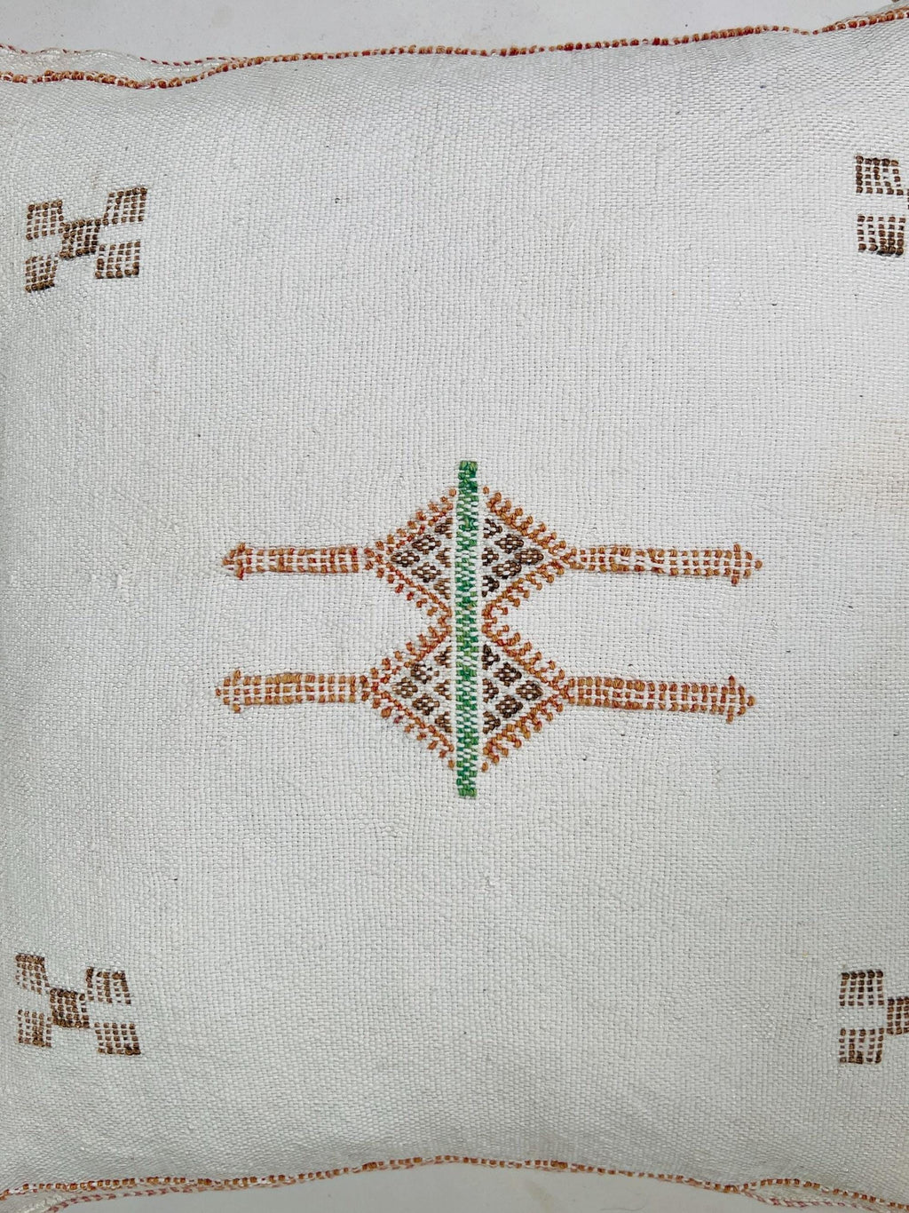 White Moroccan Silk Pillow Cover, Berber Kilim Embroidery Boho Fringe Pillow Sham, Handmade Cushion Cover - product image 7