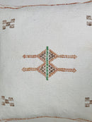 White Moroccan Silk Pillow Cover, Berber Kilim Embroidery Boho Fringe Pillow Sham, Handmade Cushion Cover - product image 7