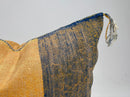 Mustard Yellow Moroccan Silk Pillow Cover, Blue Geometric Embroidery Boho Kilim Cushion, Handmade Sofa Be - product image 4