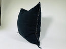 Navy black Moroccan Silk Pillow Cover, Minimal Boho Fringe Cushion, Handmade Decorative Throw Pillow Case - product image 4