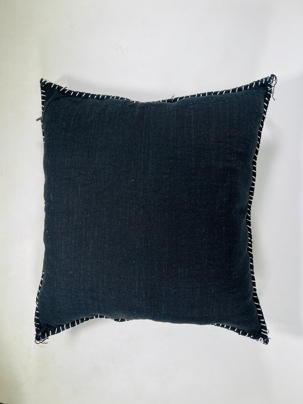 Navy black Moroccan Silk Pillow Cover, Minimal Boho Fringe Cushion, Handmade Decorative Throw Pillow Case - product image 7