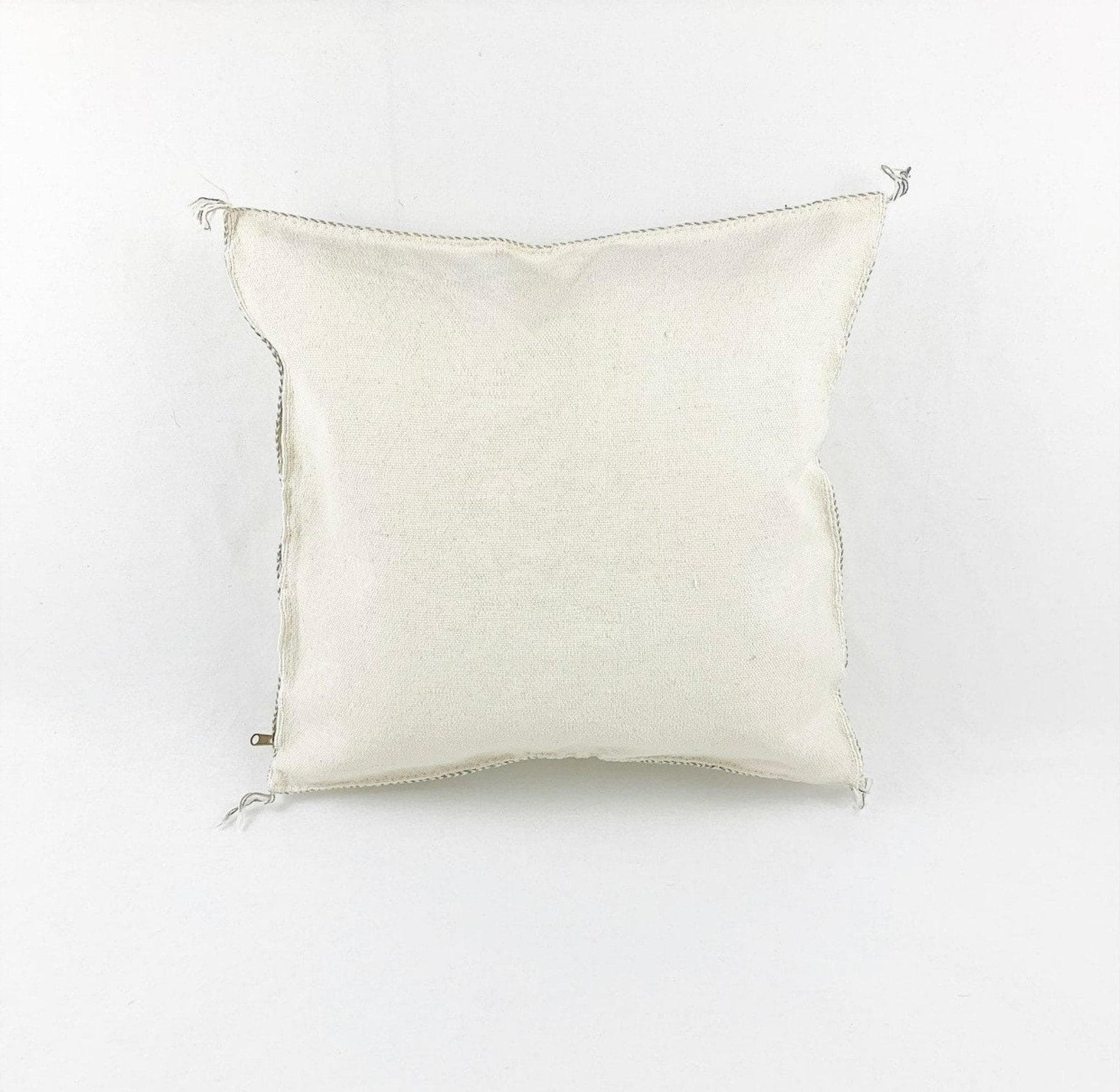 Moroccan Silk Pillow Cover, Handmade Boho Pillowcase, Ivory Beige Tribal Embroidery, Sofa Couch Accent, F - product image 4
