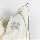 Moroccan Silk Pillow Cover, Handmade Boho Pillowcase, Ivory Beige Tribal Embroidery, Sofa Couch Accent, F - product image 7