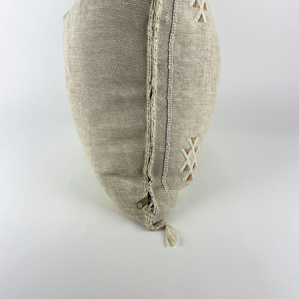 Handmade Moroccan Silk Pillow Cover, Neutral Boho Pillowcase, Beige Tribal Kilim Style, Custom Sizes for - product image 3