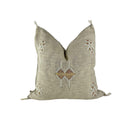 Handmade Moroccan Silk Pillow Cover, Neutral Boho Pillowcase, Beige Tribal Kilim Style, Custom Sizes for - product image 1