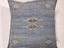 Silk Pillow Cover Handmade Moroccan Boho Blue Gray Kilim Pillowcase, Custom Sizes 18x18 to 30x30 Sofa Flo - product image 5