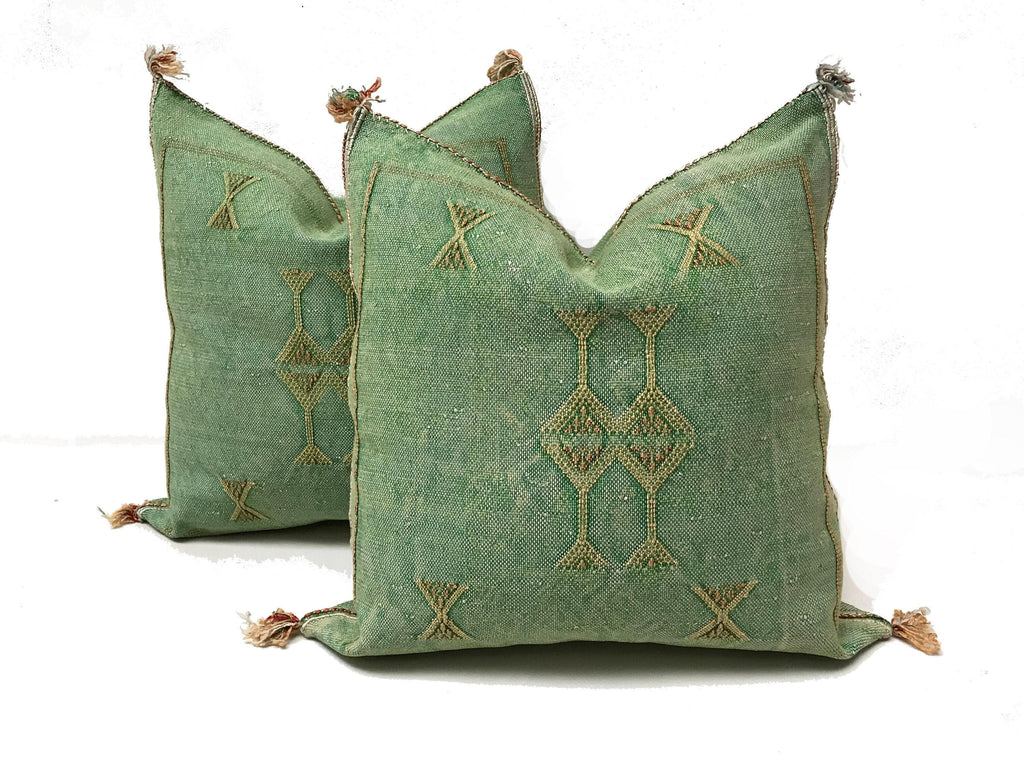Moroccan Silk Pillow Cover, Handmade Boho Blue Sabra Pillowcase, Geometric Tribal Cushion, Custom Size So - product image 6