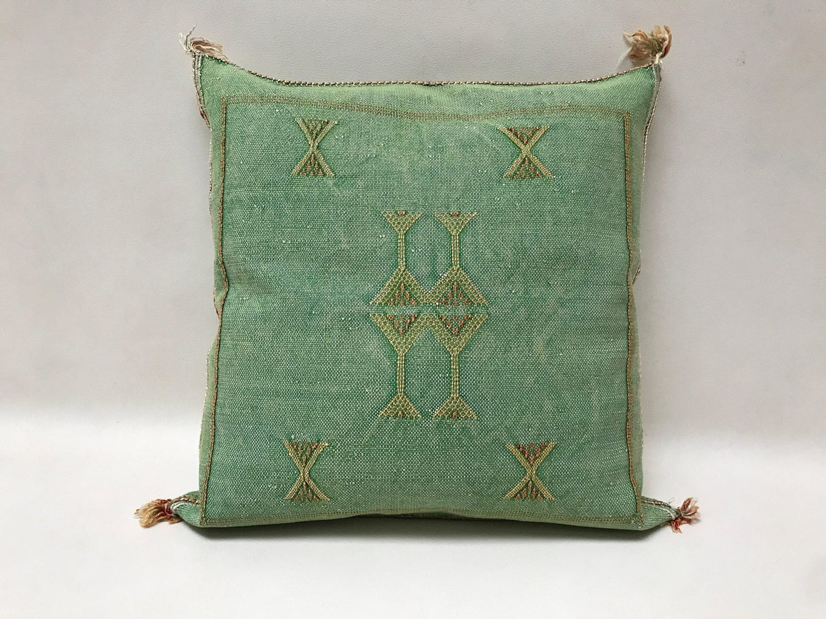 Moroccan Silk Pillow Cover, Handmade Boho Blue Sabra Pillowcase, Geometric Tribal Cushion, Custom Size So - product image 4