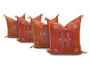 Rust Orange Silk Pillow Cover, Handmade Moroccan Boho Pillowcase, Tribal Embroidered Decor, Custom Floor - product image 3