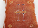 Rust Orange Silk Pillow Cover, Handmade Moroccan Boho Pillowcase, Tribal Embroidered Decor, Custom Floor - product image 7